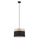 Tambura Medium 1 Light Pendant Light in Black Cloth Shade