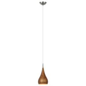 Zara 1 Light Bell Shaped Pendant Light in Burl Wood