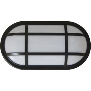 Bulk Oval 20 watt Cool White LED Bunker Light in Black with Optional Cage