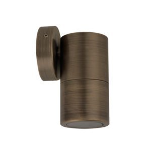 Fixed MR16 Exterior Surface Mounted Wall Pillar Spot Light in Antique Brass