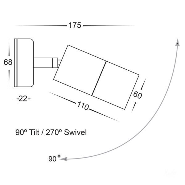 240v Tivah Single Adjustable Wall Pillar Light 316 Stainless Steel