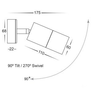 240v Tivah Single Adjustable Wall Pillar Light Black