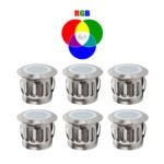 12v DC 0.5w LED Flame Mini Deck Light set of 6 IP67 316 Stainless Steel in RGB