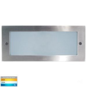 Bata Recessed 240v 10w LED Tri-Colour Brick Light with Plain 316 Stainless Steel Face