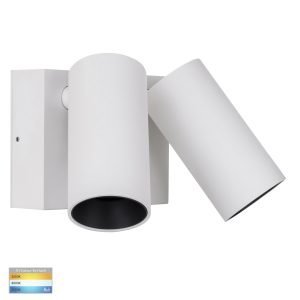 Revo 2 x 9w Tri-Color LED White Double Adjustable Wall Light with Sensor