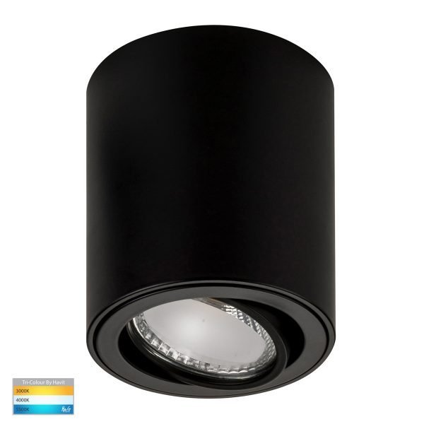 Nella 7W Dimmable CCT Matt Black Surface Mount Adjustable Downlight