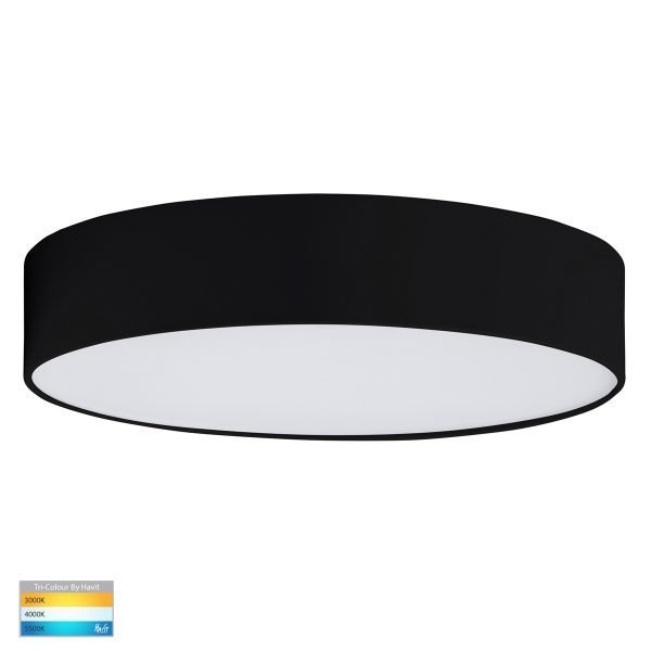 Nella 30W 240V LED Dimmable Tri-Color Surface Mounted Oyster Light in Matt Black