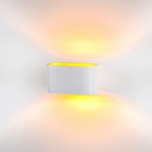 Concept Up & Down White Wall Light with Gold insert in Warm white