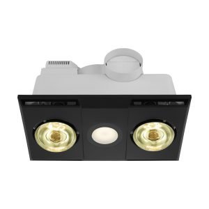 Heatflow 3 in 1 2 Heat, Exhaust Fan with 13W LED Light in Black