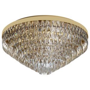 Valparaiso 16 Light Crystal Flush Mount Light in Gold