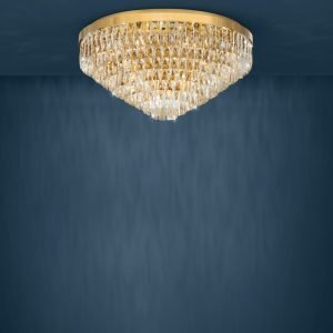 Valparaiso 16 Light Crystal Flush Mount Light in Gold