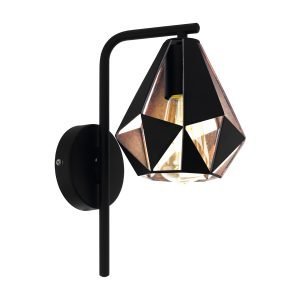 Carlton 1 Light Black & Copper Wall Light