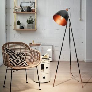 Chester 1 Light Floor Lamp Black & Copper