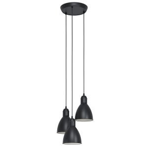 Priddy Industrial 3 Light Cluster Pendant Light in Black