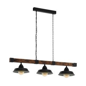 Oldbury 3 Light Rustic Brown Wood Pendant Light