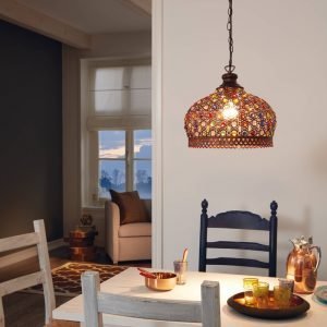 Jadida 330mm Antique Copper with Coloured Glass Pendant Light