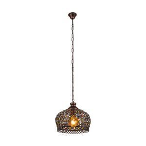 Jadida 330mm Antique Copper with Coloured Glass Pendant Light