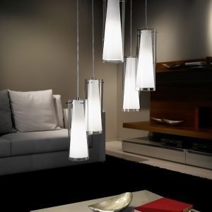 Pinto 5 Light Cluster Twin Glass Pendant Light in Chrome