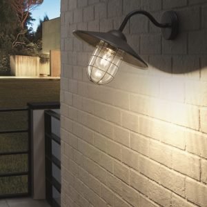 Melgoa Black Industrial Outdoor Over Door Wall Light