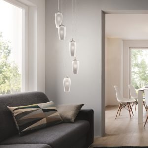 Farsala 5 Light Cluster Smoked Glass Pendant Light