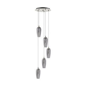 Farsala 5 Light Cluster Smoked Glass Pendant Light