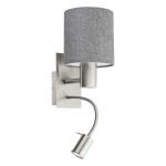 Pasteri Wall Light with Adjustable LED Goose Neck Satin Nickel & Grey