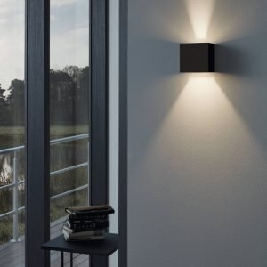 Calpino Black 4.6W LED Up & Down Wall Pillar Light in Warm White