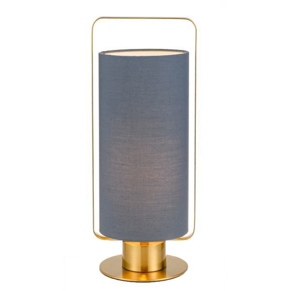 Orwel Table Lamp in Antique Gold with Blue Shade