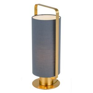 Orwel Table Lamp in Antique Gold with Blue Shade