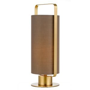 Orwel Table Lamp in Antique Gold with Mocca Shade