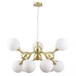 Cosmic 800mm 9 Light Pendant in Brass with Matt Opal Glass