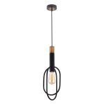 Marvin Oval Shaped Pendant Light in Antique Black and Gold