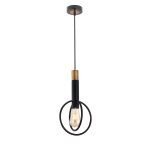 Marvin Round Shaped Pendant Light in Antique Black and Gold