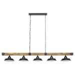 Oldbury 5 Light Rustic Brown Wood Pendant Light