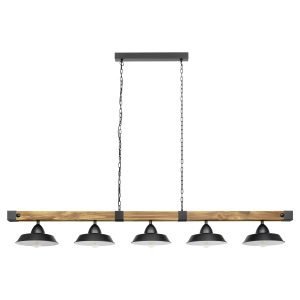 Oldbury 5 Light Rustic Brown Wood Pendant Light