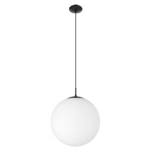 Rondo X-Large Pendant Light in Black with Opal Glass