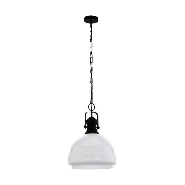 Combwich 380mm Black & Shiny White Pendant Light