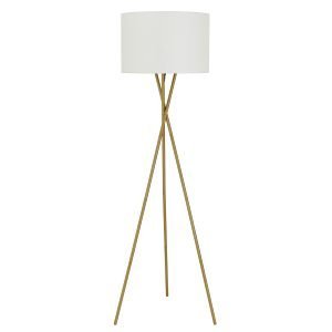 Denise 1 Light Floor Lamp in Antique Gold with Ivory Shade