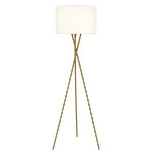 Denise 1 Light Floor Lamp in Antique Gold with Ivory Shade