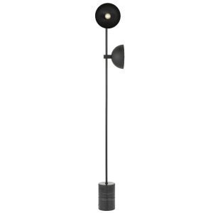 Efrain 2 Light Floor Lamp in Black with Black Marble Base