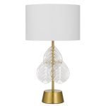 Melania Table Lamp in Gold with White Shade