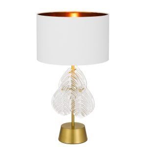 Melania Table Lamp in Gold with White Shade