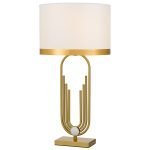 Roldan Table Lamp in Antique Gold with White Shade