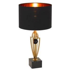 Vardo Table Lamp in Antique Gold with Black Shade