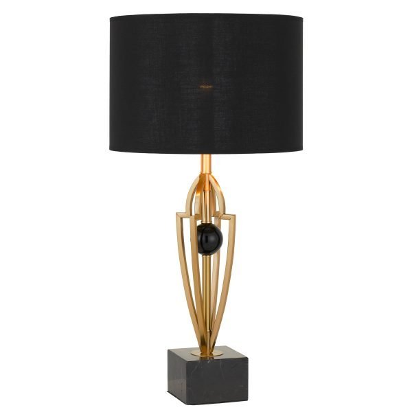 Vardo Table Lamp in Antique Gold with Black Shade