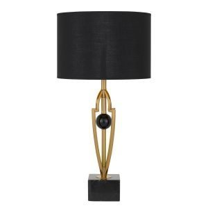 Vardo Table Lamp in Antique Gold with Black Shade