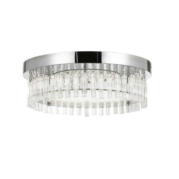 Andela Round Chrome & Crystal 30W Cool White LED Oyster Light