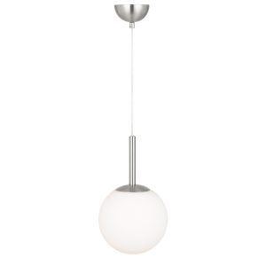 Bally 200mm Pendant Light in Nickel with Opal Glass