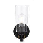 Delmar 1 Light Wall Light in Black with Clear Glass