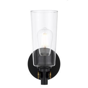 Delmar 1 Light Wall Light in Black with Clear Glass